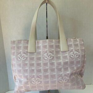 Chanel Travel Line Shoulder Tote Bag Nylon Leather  (111189)